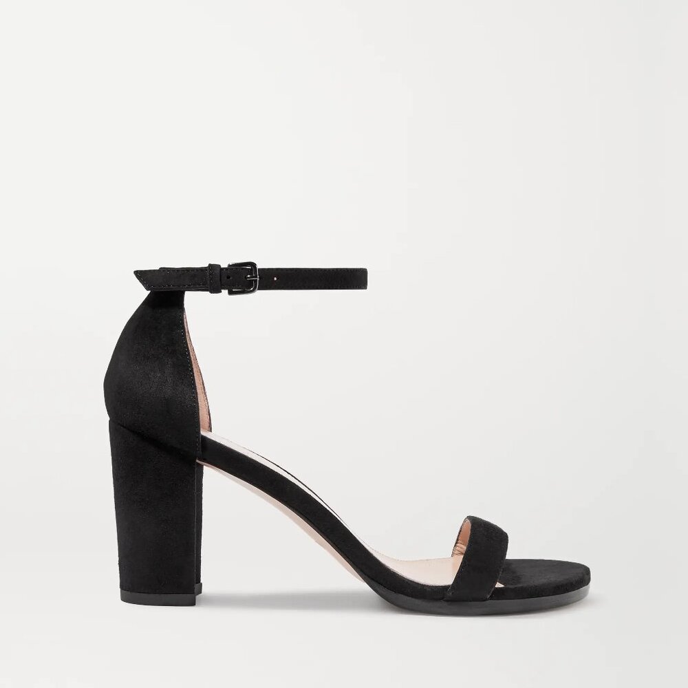 Stuart Weitzman NEARLYNUDE Black Suede Size 8, NEW with box/duster bag